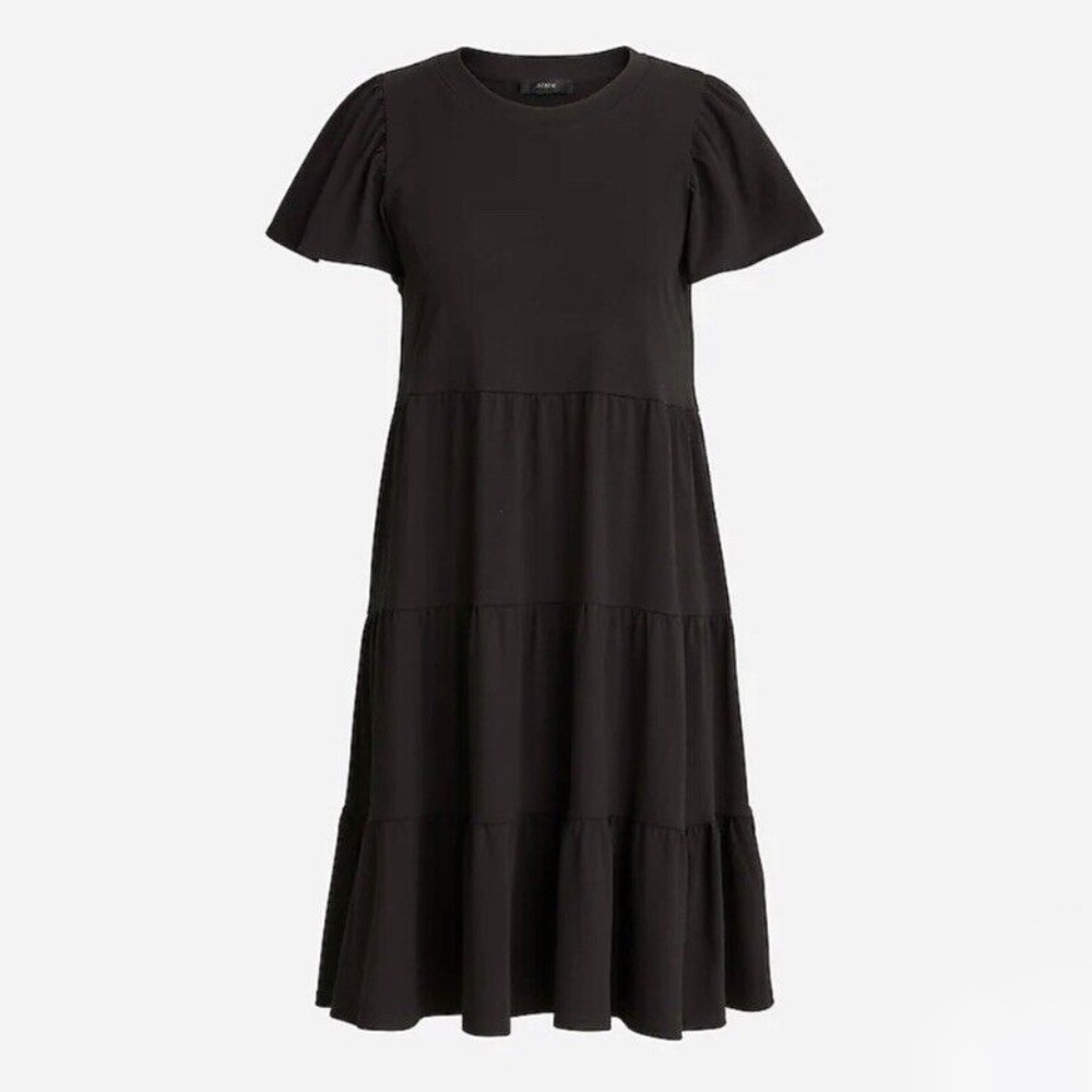 J. Crew Black Jersey Tiered Mini Dress Size Medium